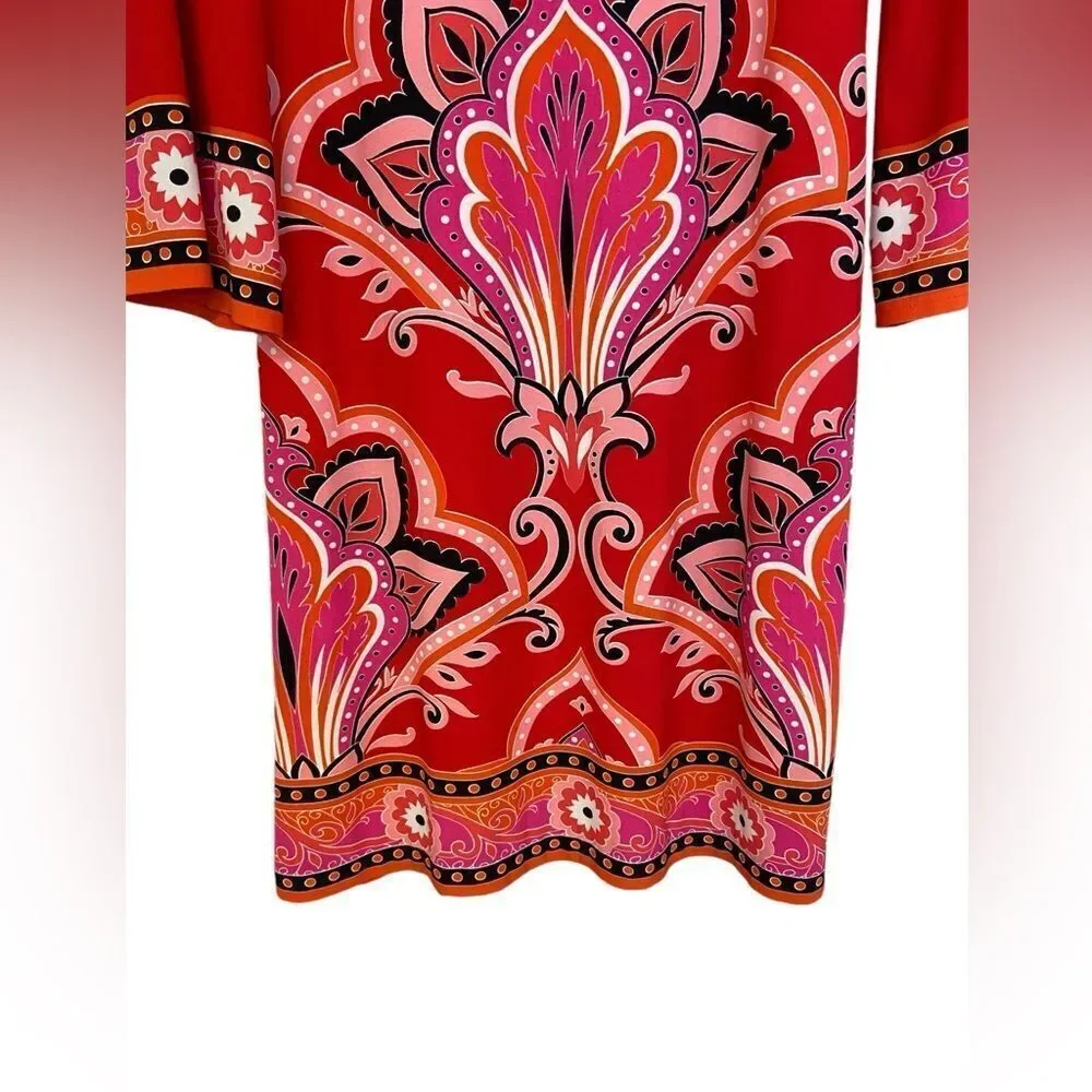 London Times Vibrant Retro Red Shift Dress. Size 4